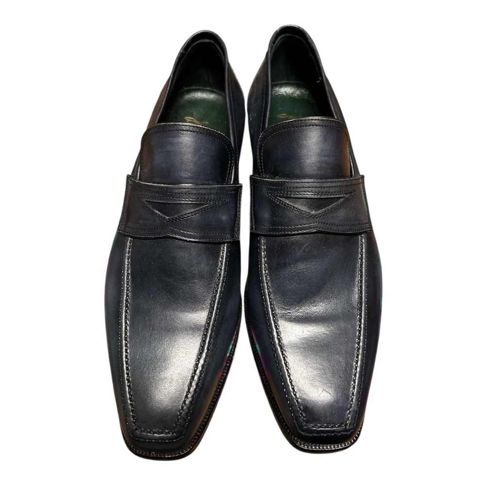 Dark Blue Penny Loafers Sleek Formal Design - Jean-Michel Cazabat, Size 9, GUC